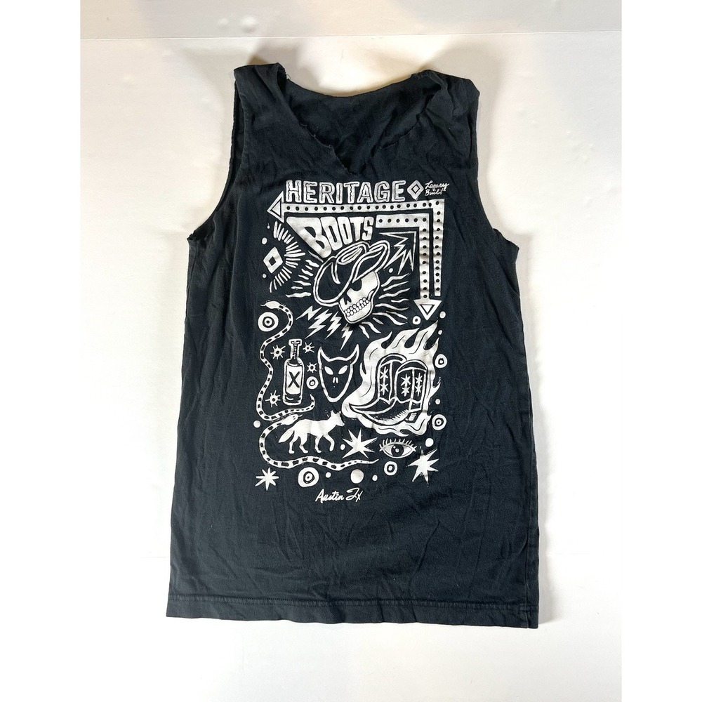 Carlos Hernandez Mural Graphic‎ Tee Shirt XS Distressed Hand Trimmed Neck Sleeve
